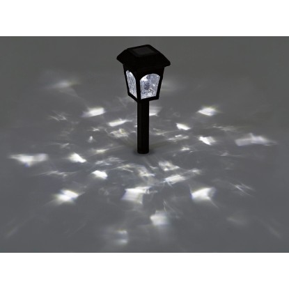 Černý LED solární kolík ve vintage stylu do zahrady. Dekorativní solární osvětlení.