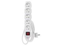 EMOS Prodlužovací kabel s vypínačem bílý, 5 zásuvek, max. 16 A/3680 W, 2 m