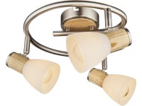 GLOBO Stropní svítidlo GYLFI, 3x E14, matný nikl/přírodní, pr. 25 x 15,5 cm