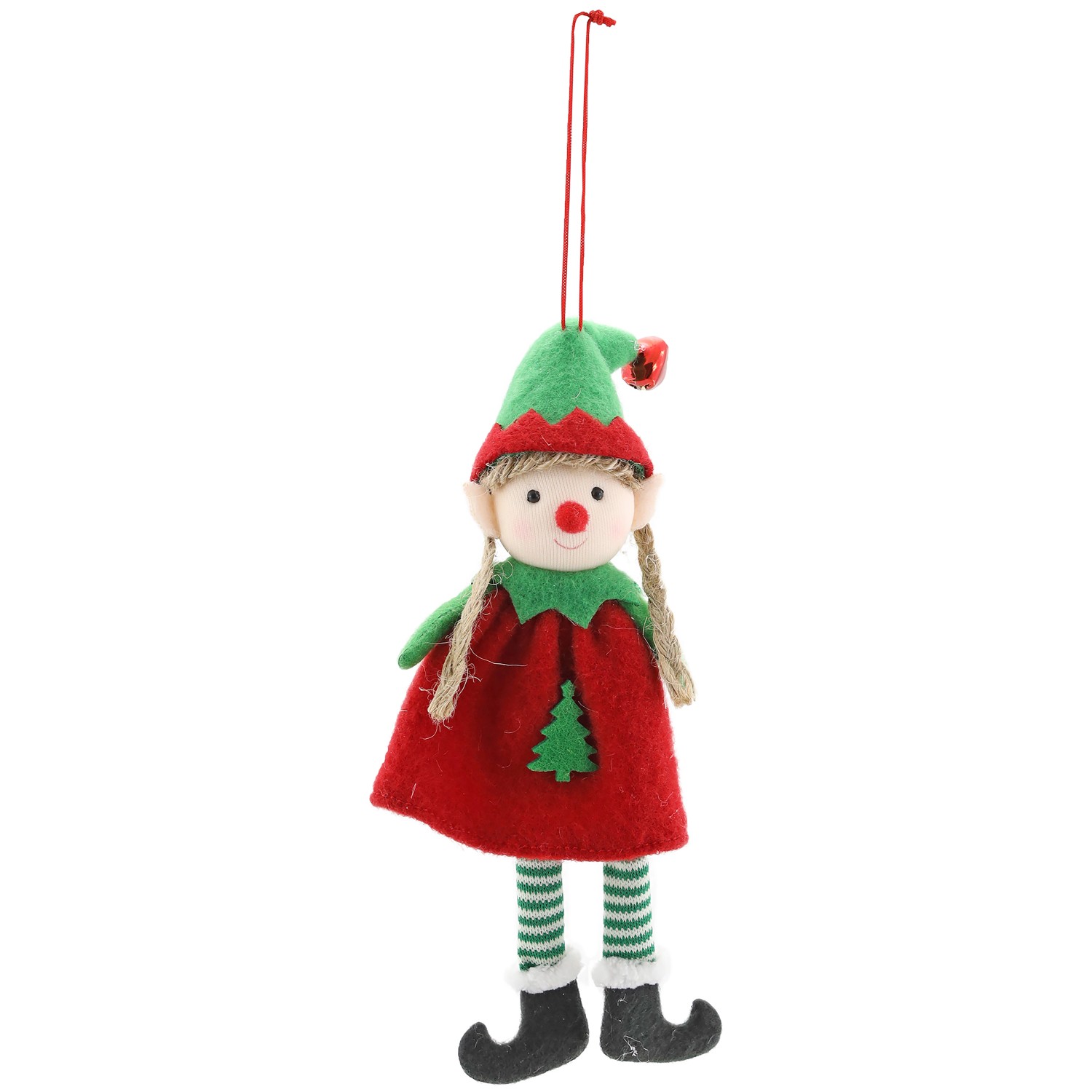 GEROMA Vánoční ozdoba skřítek dívka látkový zeleno-červený 9 x 3,5 x 19 cm