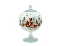 Ornex Vánoční ozdoba skleněná koule s vesnicí, bílá, 12 cm Ornex Vánoční ozdoba skleněná koule s vesnicí, bílá, 12 cm