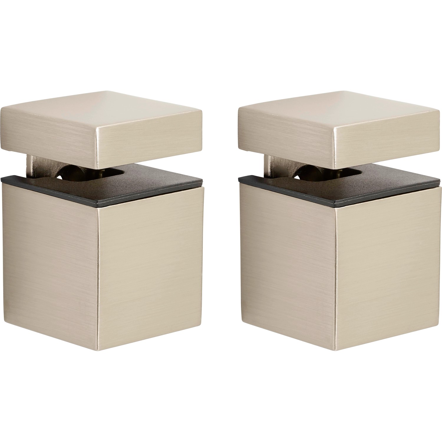 Sada nástěnných držáků polic Cube Mini, 4-16 mm, 10 kg, kartáčovaný nikl, 2 ks