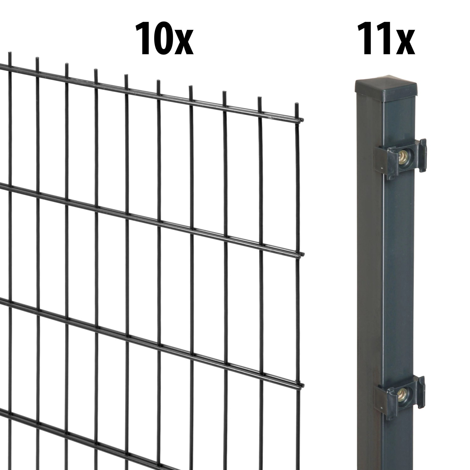 Floraworld Kompletní plotový set 2prut. sl.4×4 zabet., antracit, 143 cm, 20 m