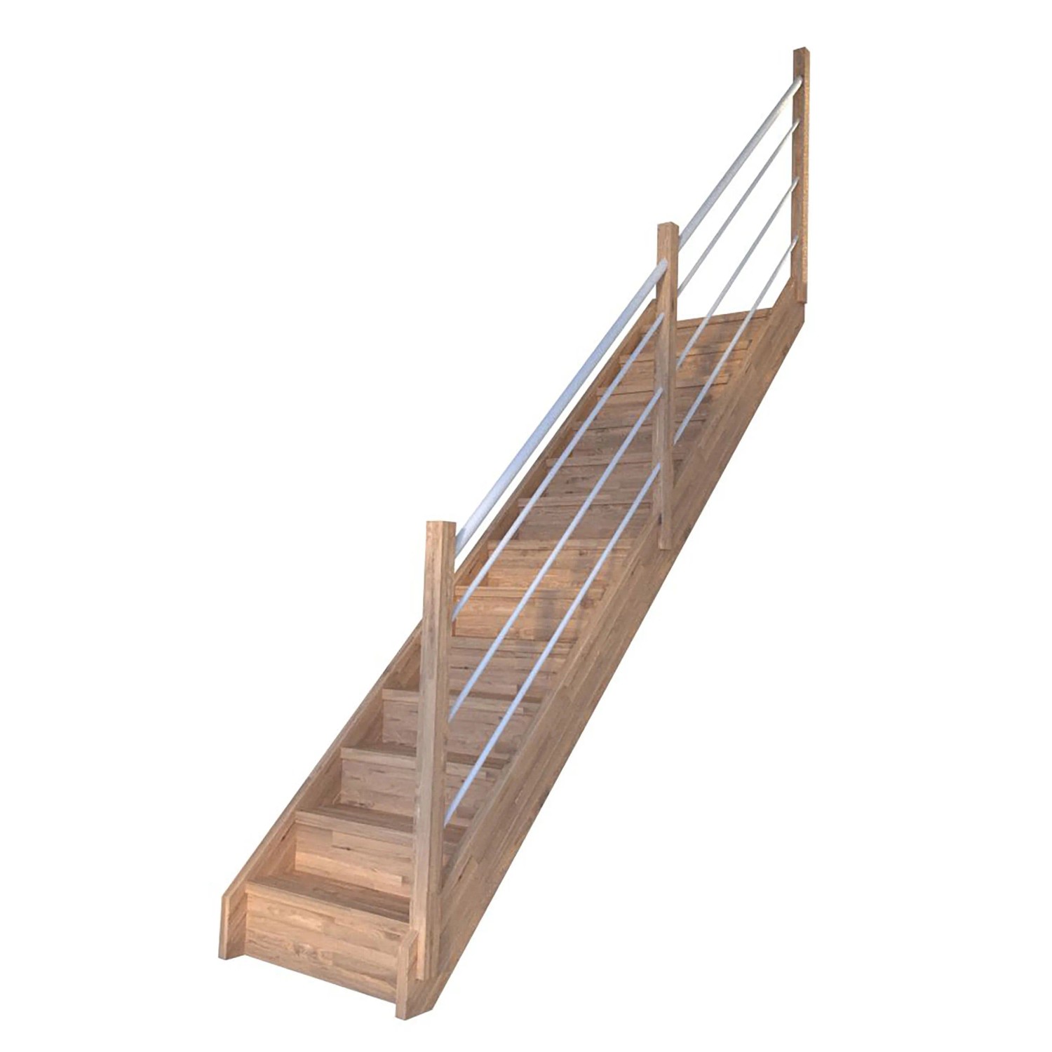 StarWood Schody Mykonos dubové rovné uzavřené dřev. nerez.bílé zábradlí pravé