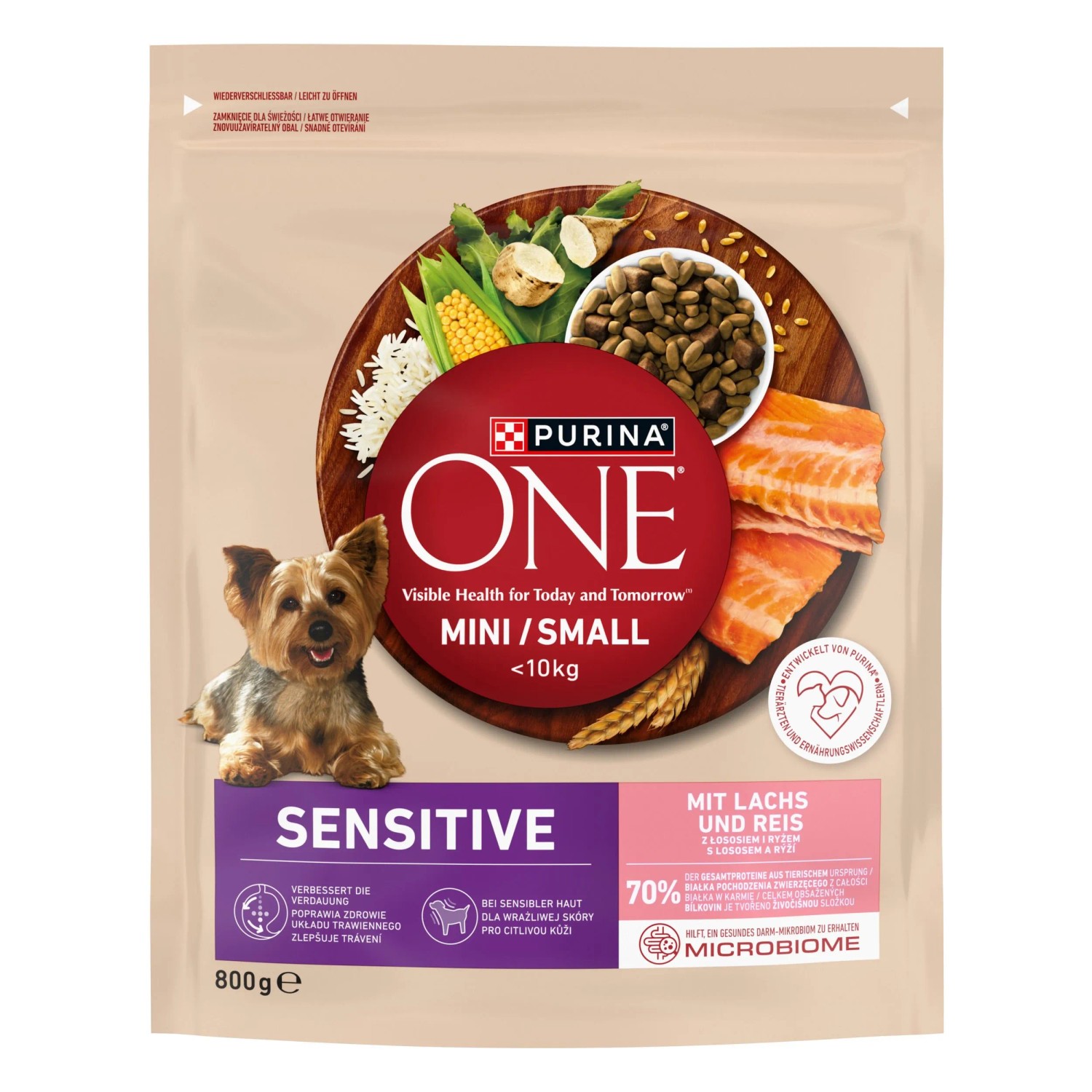 Purina One Granule Mini/Small Dog Sensitive losos s rýží 800 g