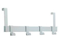 Háčková lišta na dveře, 4 háky, lesklá, chromovaná