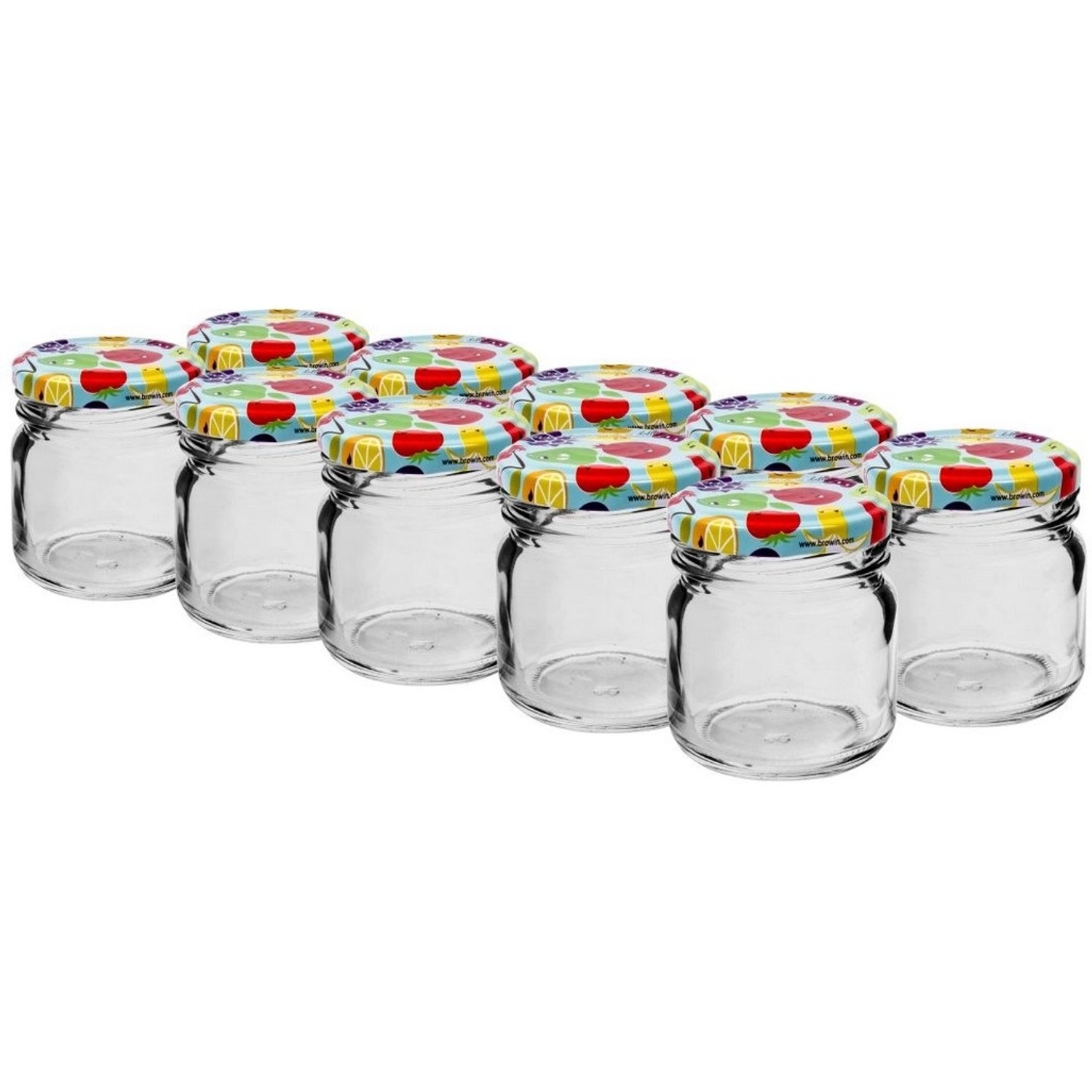 Sklenice zavařovací 30 ml + barevná víčka 43 (10 ks)