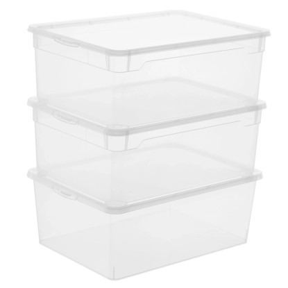 Rotho Skladovací box s víkem CLEAR transparentní 140 x 260 x 360 mm, 10 l, 3 ks
