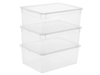 Rotho Skladovací box s víkem CLEAR transparentní 140 x 260 x 360 mm, 10 l, 3 ks