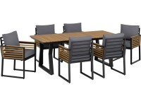 Sestava zahradního nábytku s jídelním stolem Folkston, hliník/akácie, 7dílná