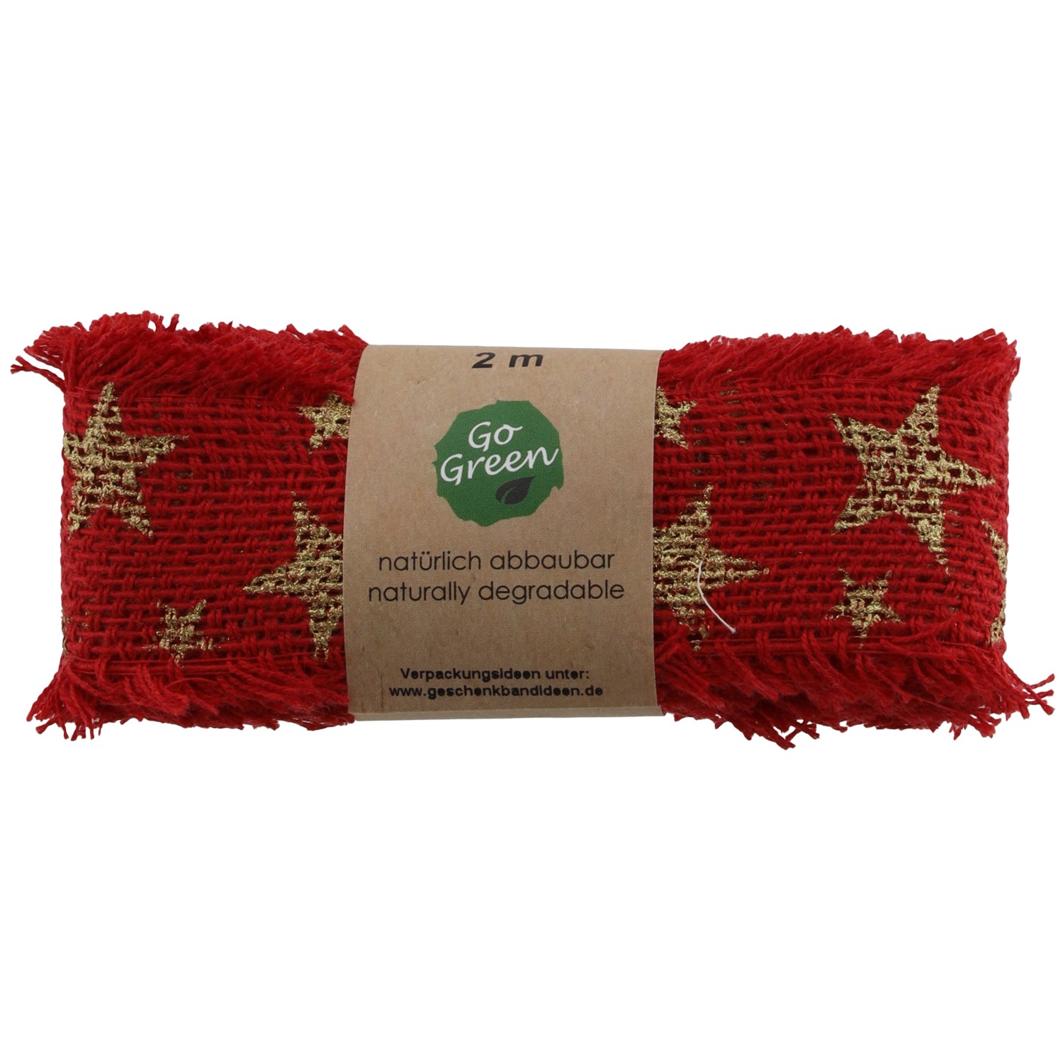 GEROMA Bavlněná stuha s hvězdami červená 2 m