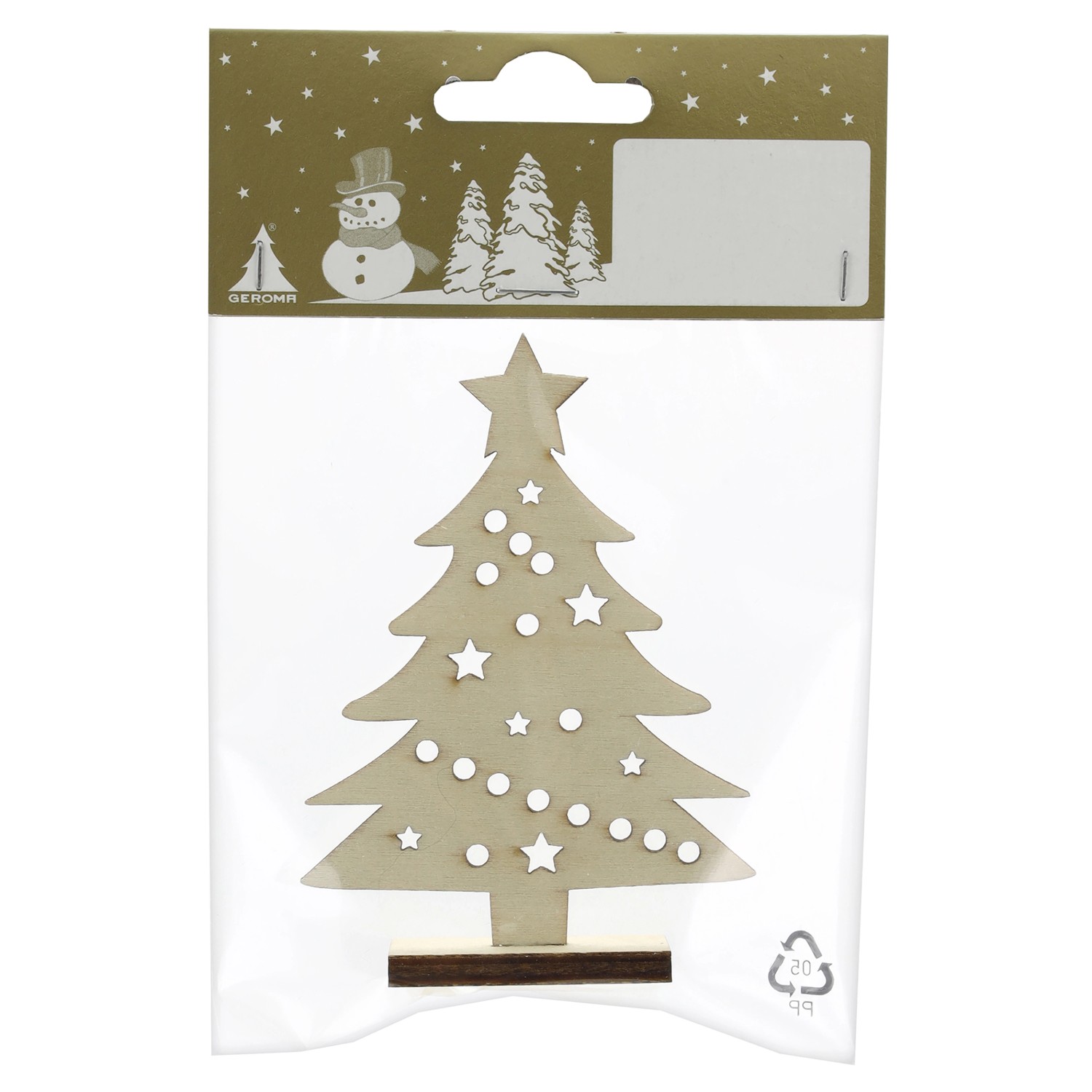 GEROMA Vánoční dekorace stromeček dřevo přírodní 6,5 x 2 x 9 cm