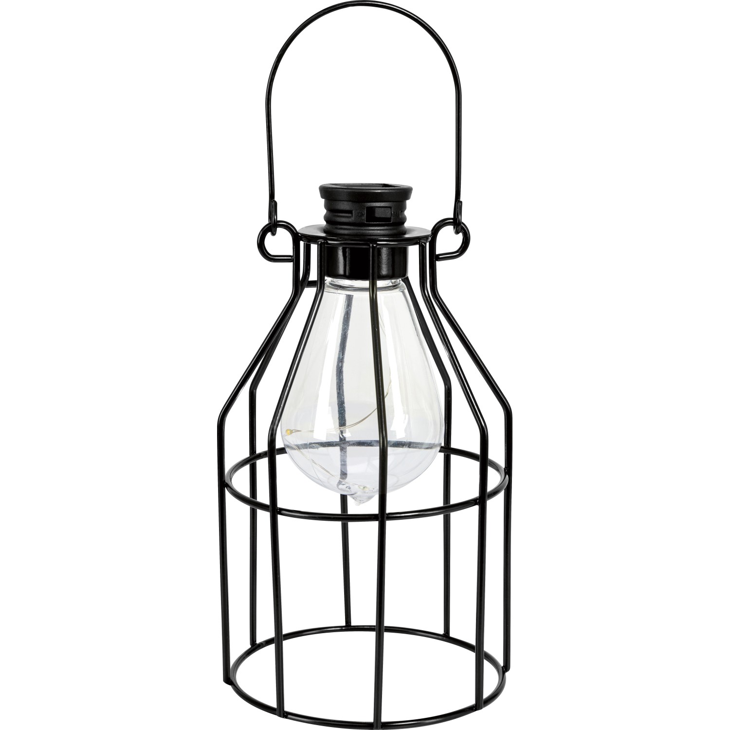 Kovová solární LED lucerna, IP44, černá, pr. 10 x 17 cm