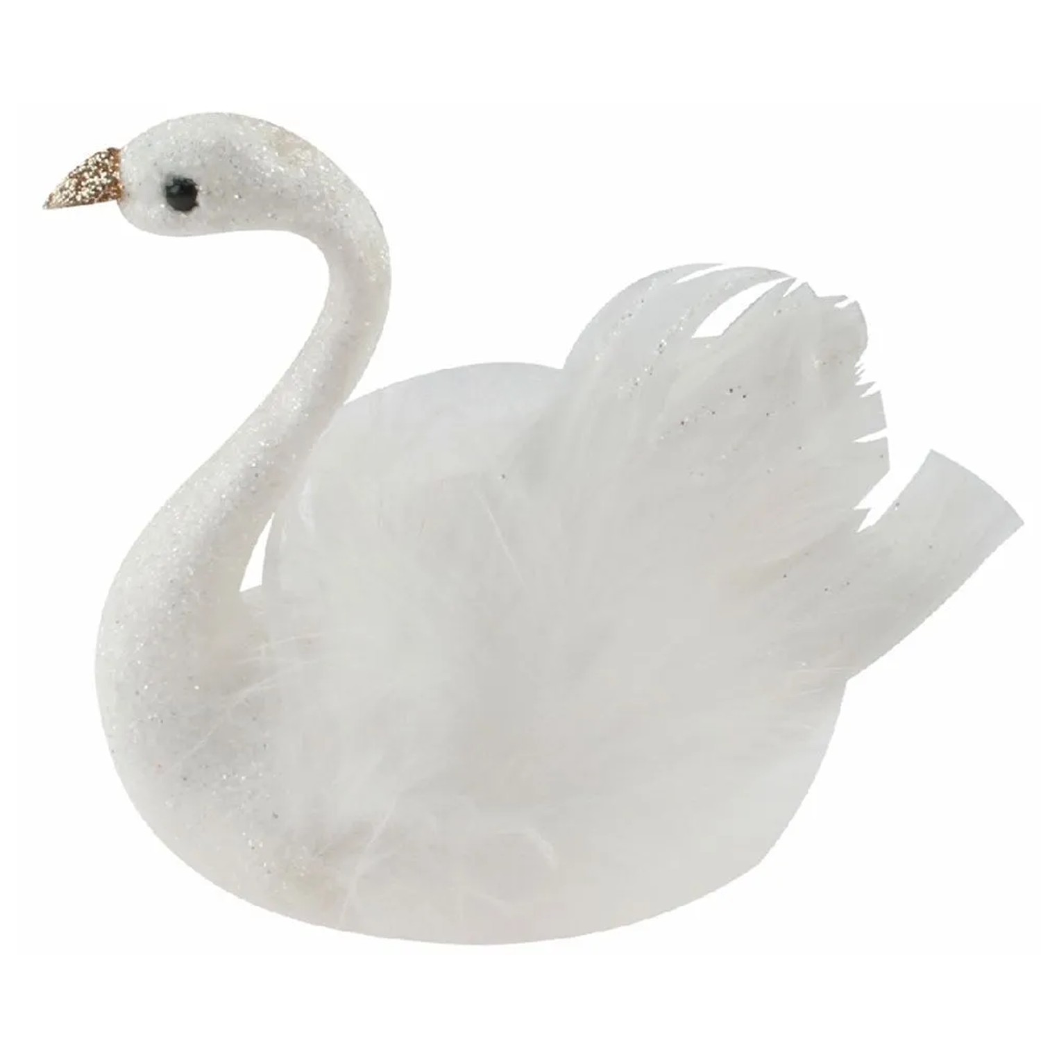 Anděl Přerov Labuť s glitry na klipu 10 x 9,5 x 5 cm