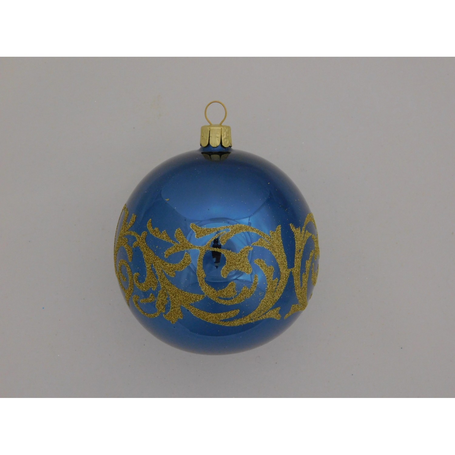 ONREX Vánoční ozdoba skleněná koule modrá ornament pr. 8 cm