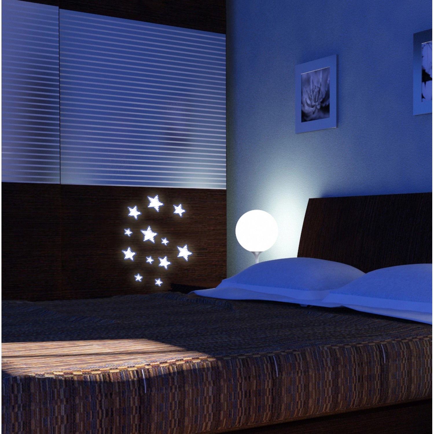 Crearreda Samolepicí dekorace, svítící hvězdy 3D, 1 arch, 15 x 31 cm