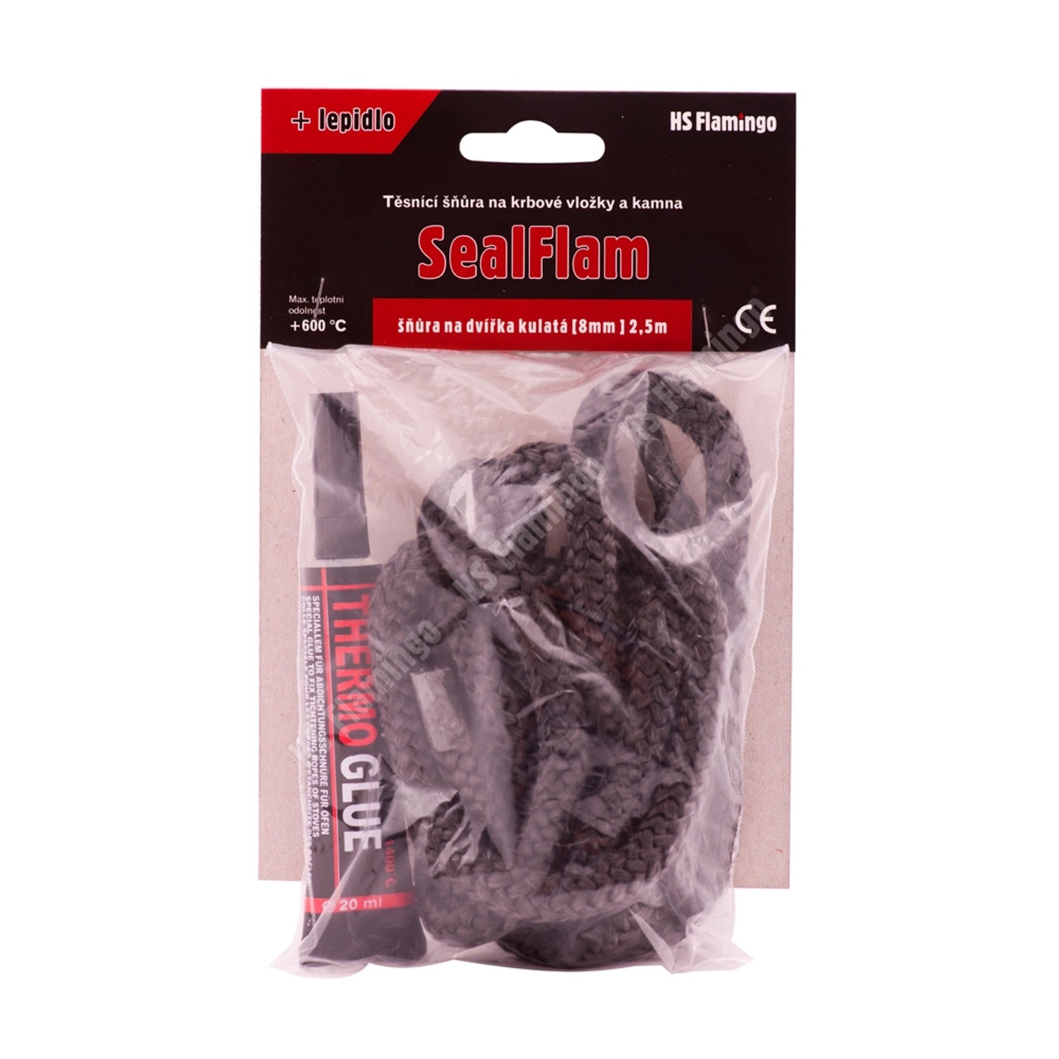 HS Flamingo Těsnící šňůra na dvířka kulatá + lepidlo (8 mm) 2,5 m