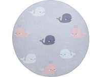 Dětský kulatý koberec Under The Sea potisk velryba, pr. 100 cm Dětský kulatý koberec Under The Sea potisk velryba, pr. 100 cm