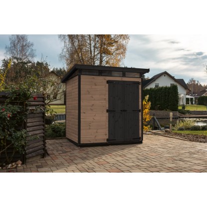 UPYARD Dřevěný domek na nářadí Strongbox L vč. základů hnědá 203 x 163 cm