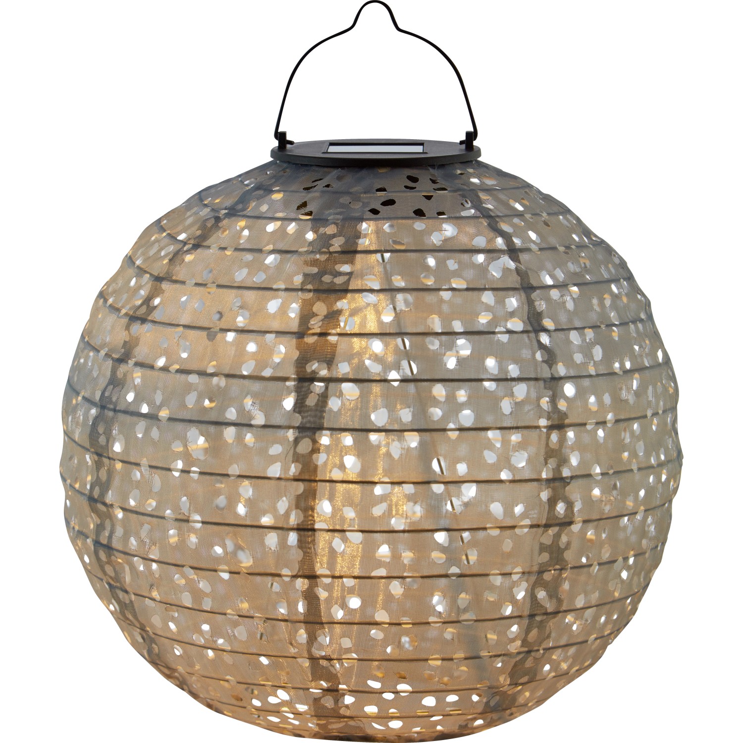 Dekorativní solární závěsné LED svítidlo Pellaro, IP44, šedá, pr. 25 x 25 cm