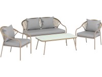 OBI Sestava zahradního nábytku Bryson polyratan, přírodní/šedá 4dílná OBI Sestava zahradního nábytku Bryson polyratan, přírodní/šedá 4dílná