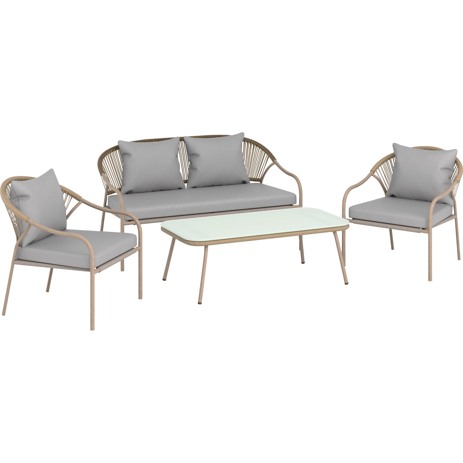 OBI Sestava zahradního nábytku Bryson polyratan, přírodní/šedá 4dílná