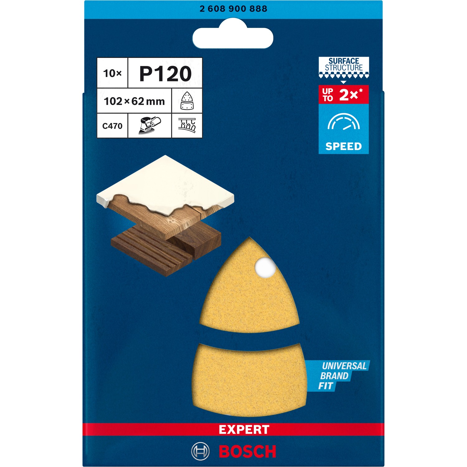 Bosch Brusný papír Expert C470 P120, 11 otvorů, 102 x 62 mm, 10 ks