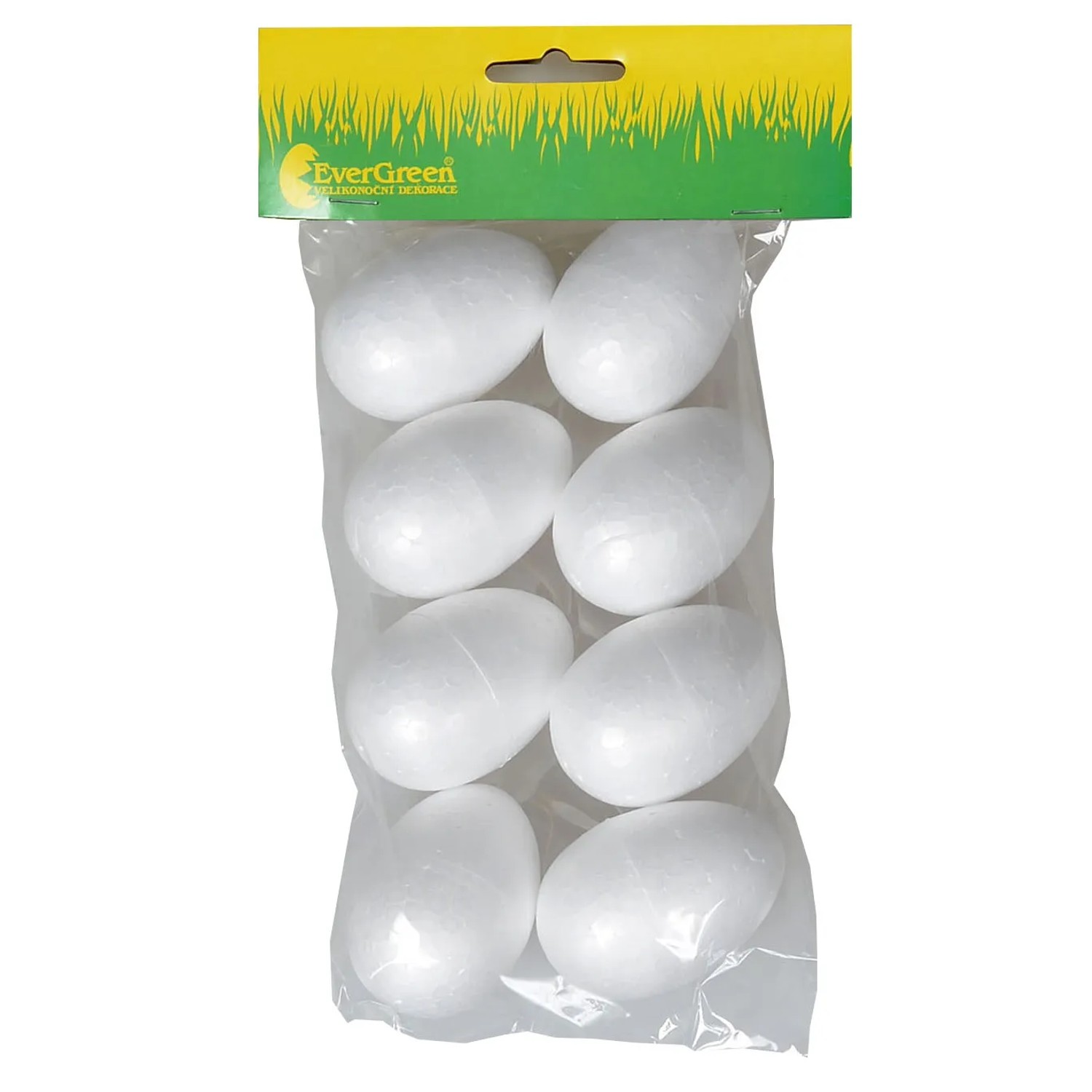 EverGreen Velikonoční dekorace vejce polystyrénové, bílé, 7 cm, 8 ks