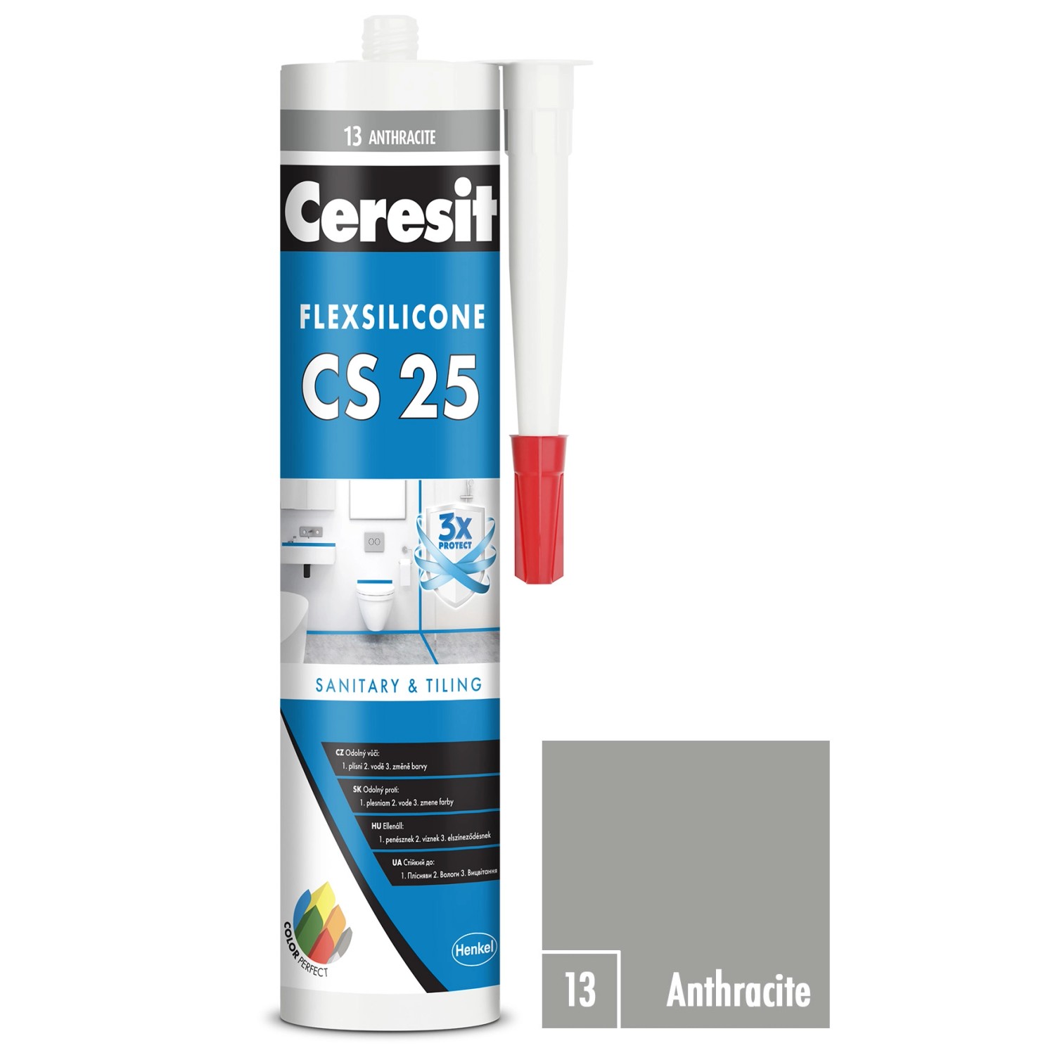 Silikon sanitární Ceresit CS25 13 antracit 280 ml