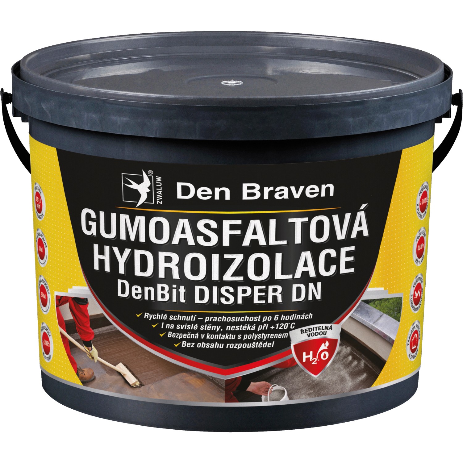 Den Braven Gumoasfaltová hydroizolace DenBit DISPER DN černá 5 kg 5 Kg/Balení STAVEBNINY SKLAD21 OB4127403 13