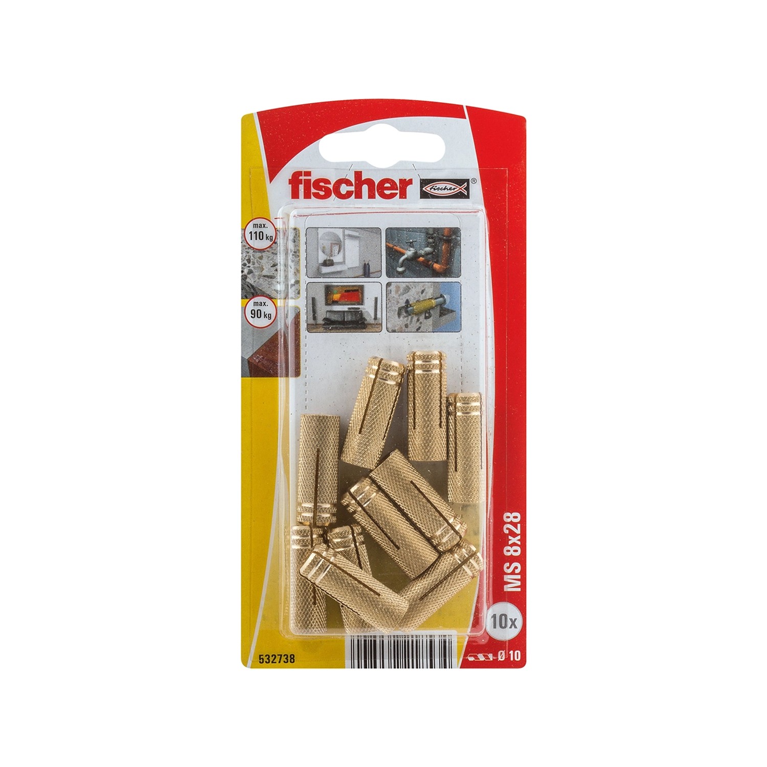 Fischer Mosazná hmoždinka MS 8 x 28 K NV, 10 ks