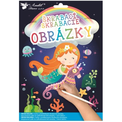 Anděl Přerov Škrábací obrázky mořská panna, 2 archy 16,5 x 21 cm