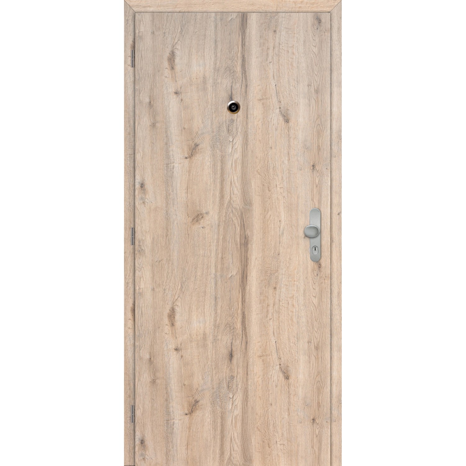 DOORNITE Falcové interiérové vstupní dveře s kukátkem kaš. fólie dub Hudson 80 L