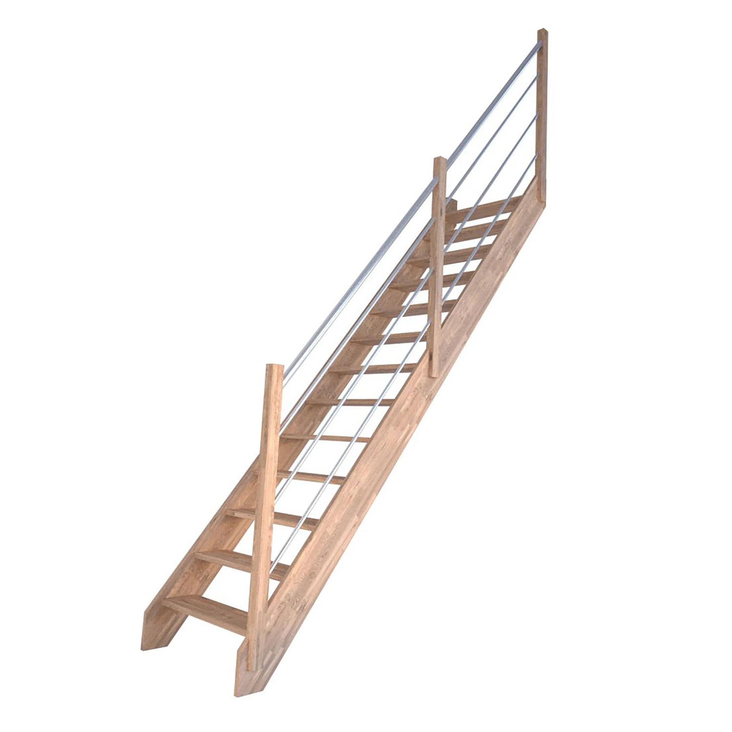 StarWood Schody Rhodos dubové rovné uzavřené dřevěné nerezové zábradlí pravé