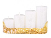 NOHEL GARDEN Adventní svíčky stupňovité rustikální metalické bílé 4 ks