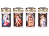 Lisovaná hřbitovní svíčka s plechovým víčkem, bílá, 120 g