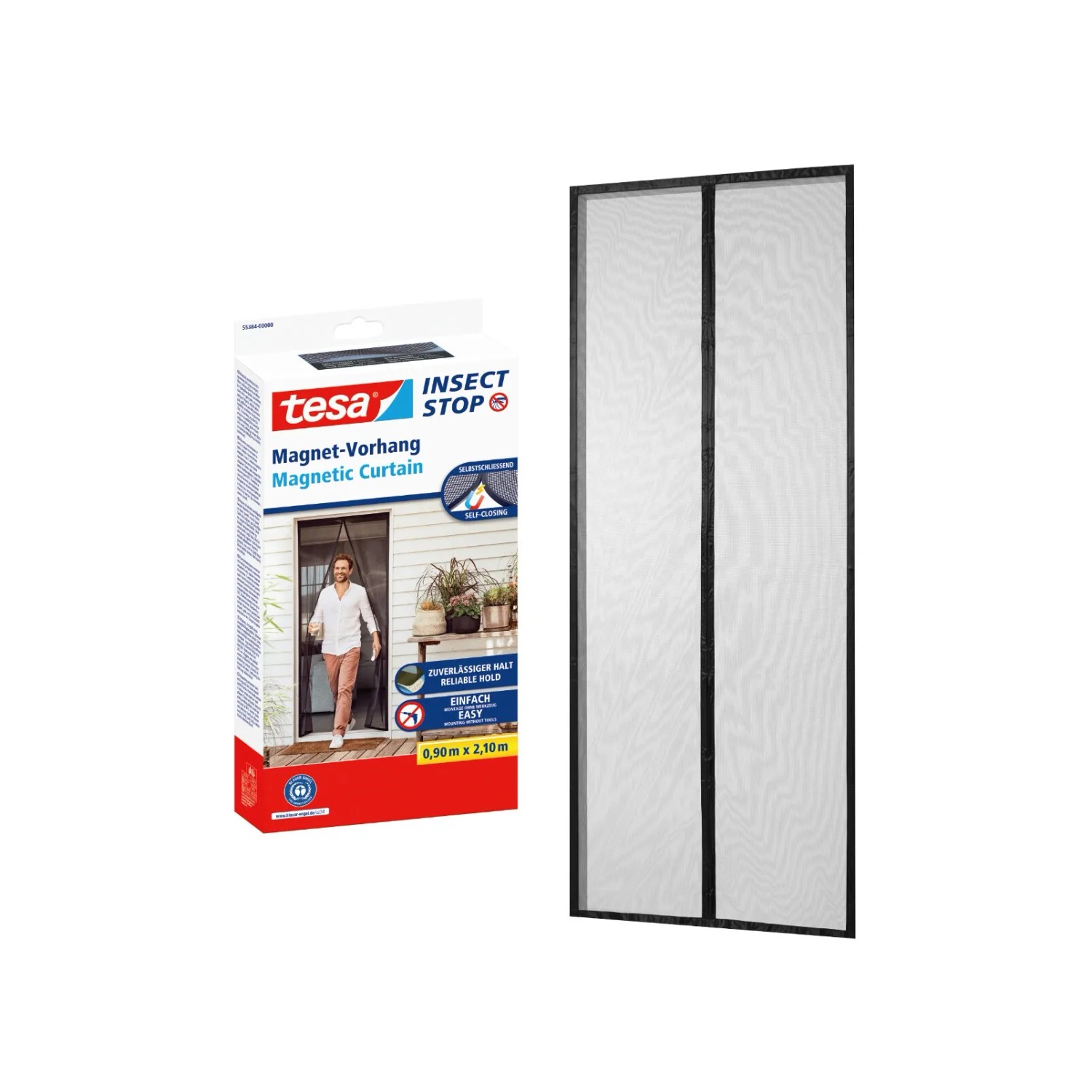 tesa Magnetická síť do dveří Insect Stop antracitová 0,9 x 2,1 m