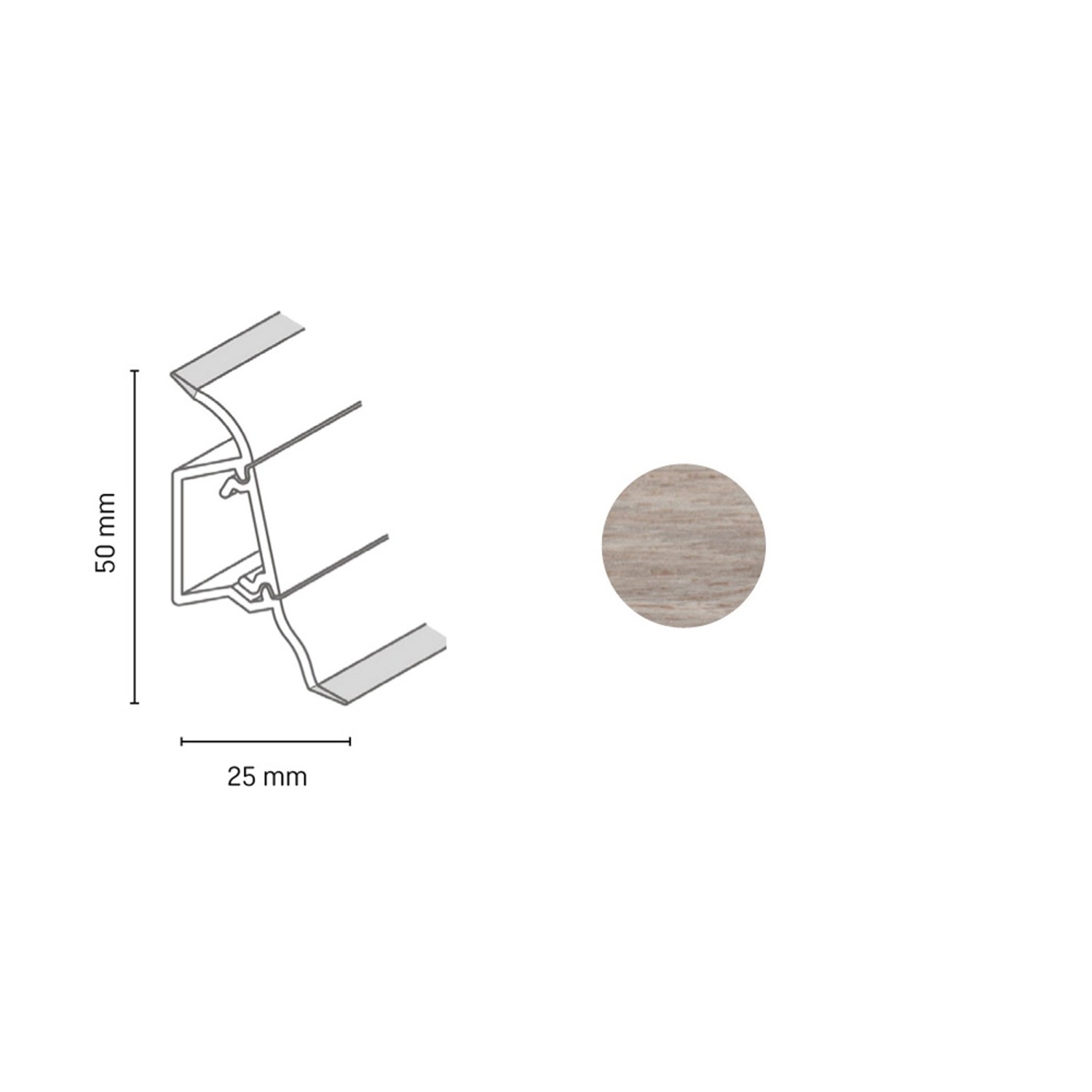 Döllken Profiles Lišta SLK 50 2150 dub sardinia 50 x 25 x 2500 mm