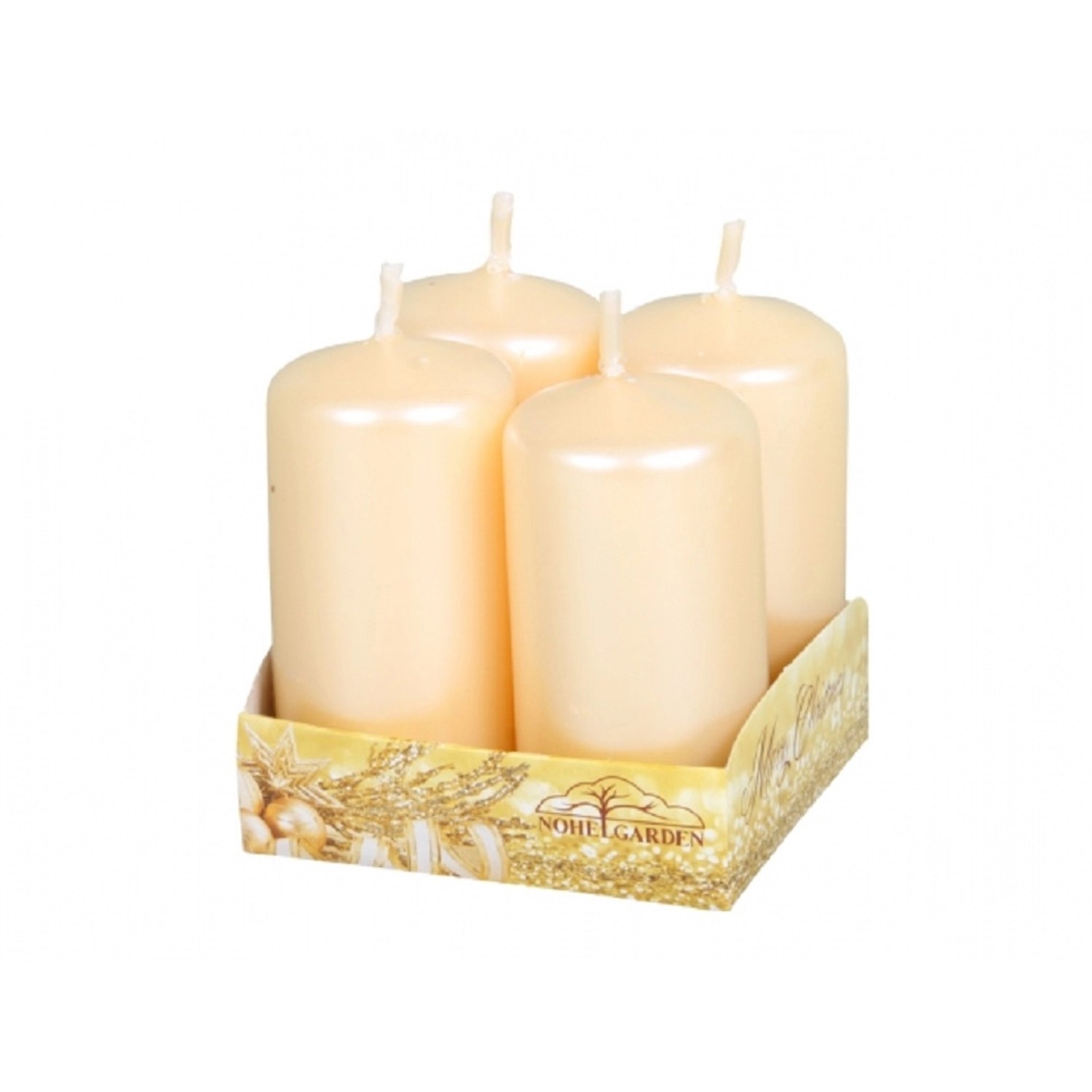 Adventní svíčka, perleťová béžová, pr. 4 x 8 cm, 4 ks