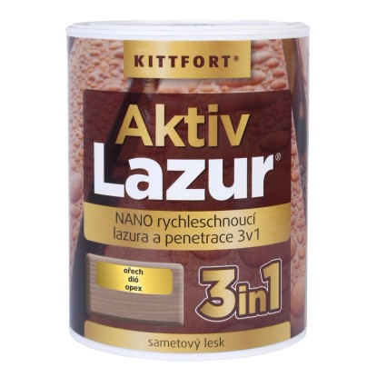 KITTFORT Nano lazura na dřevo Aktivlazur ořech, 750 ml