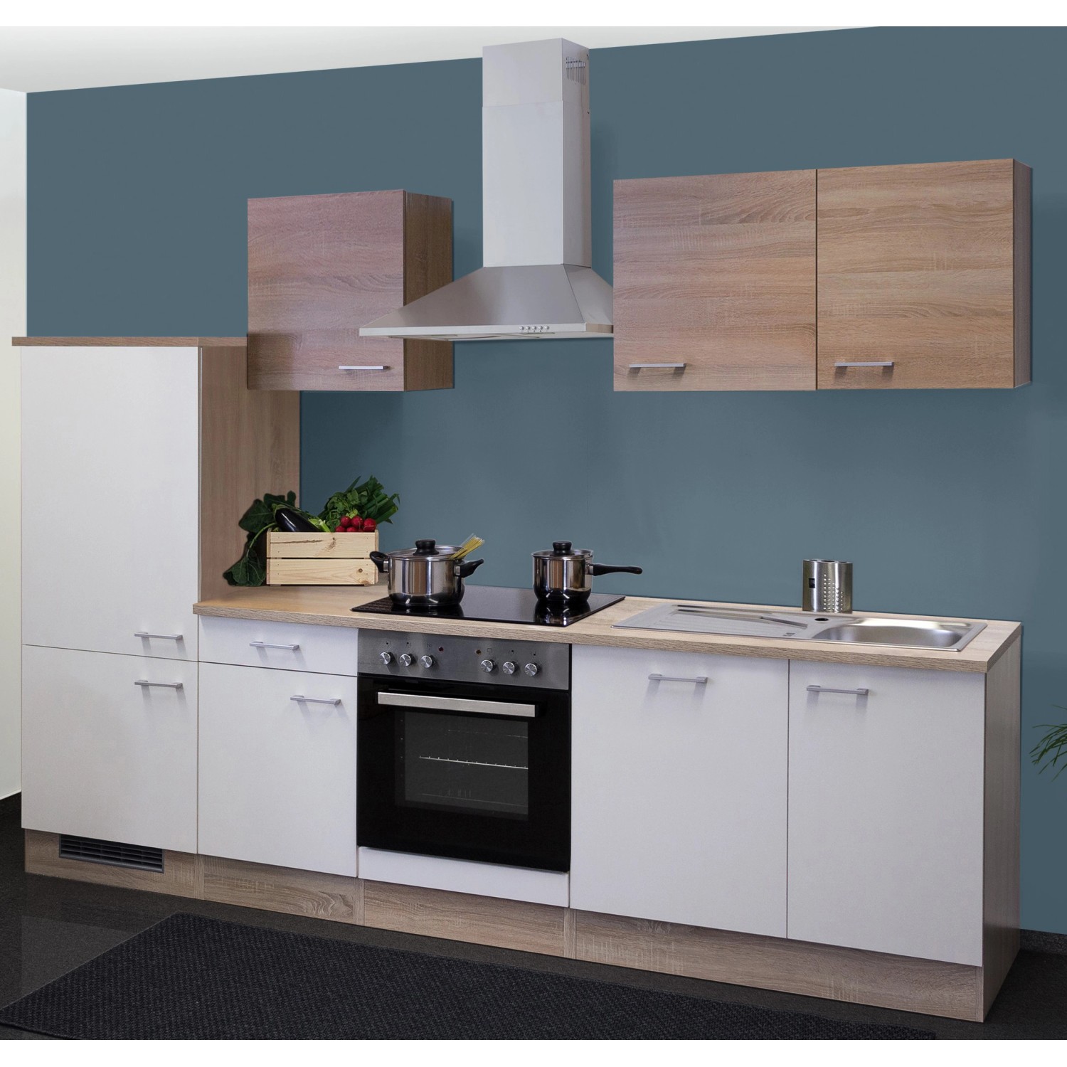 Flex-Well Kuchyně Florida 280 cm/typ 1-lednice/trouba/varná deska/digestoř/myčka