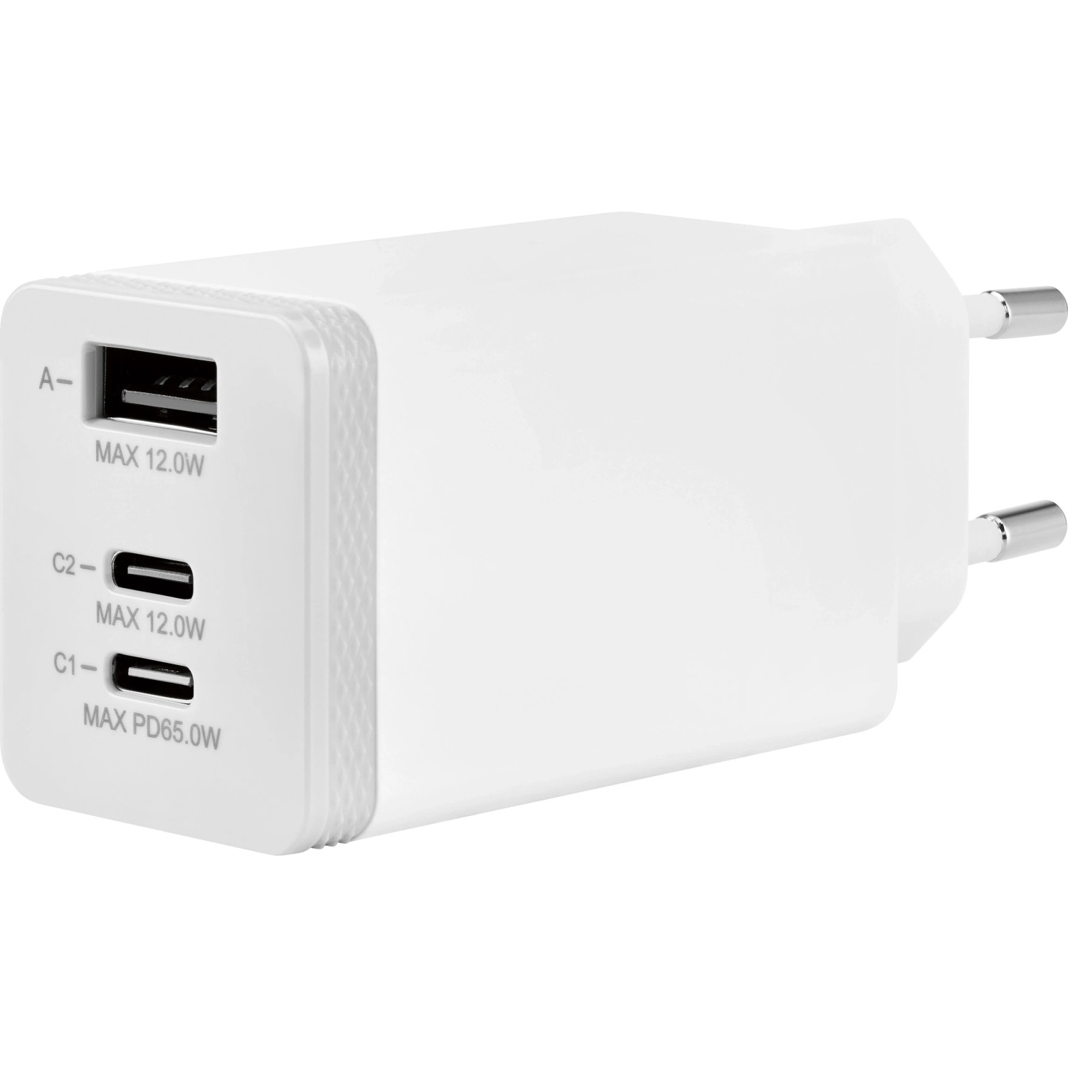Rychlonabíječka, 2x USB-C + 1x USBA-A, 65 W, bílá