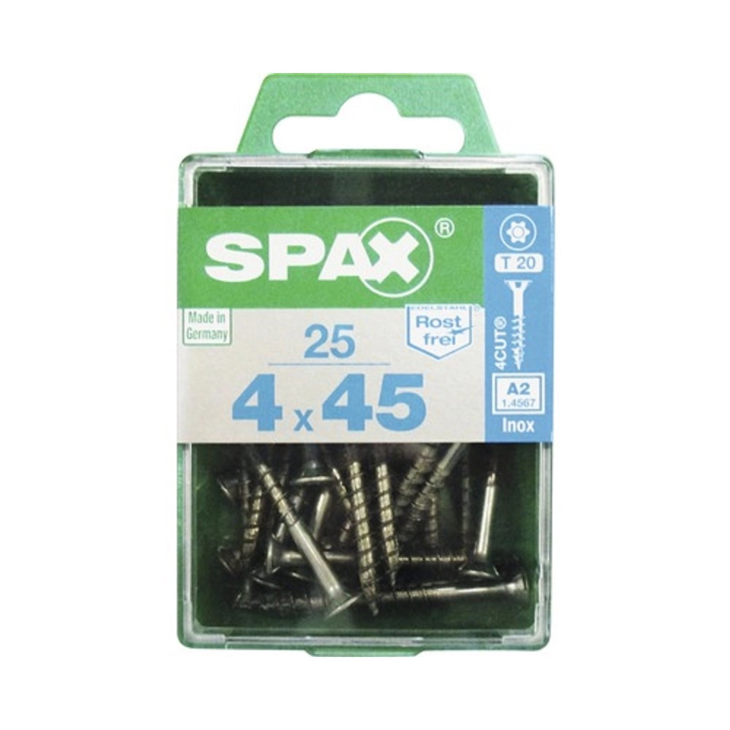Spax Uni vrut zápust.hlava T-Star+ T20 část.závit ocel A2 4 x 45 mm 25 ks