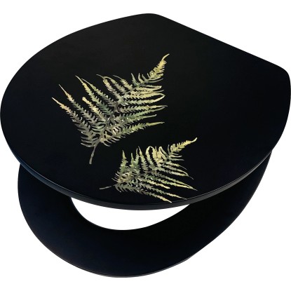 baliv WC sedátko Manra s automatickým sklápěním, dřevěné jádro MDF, černé