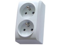 Ospel Zásuvka dvounásobná BIS na omítku uzemněná, 16A, 250V, 3520W, IP20, bílá