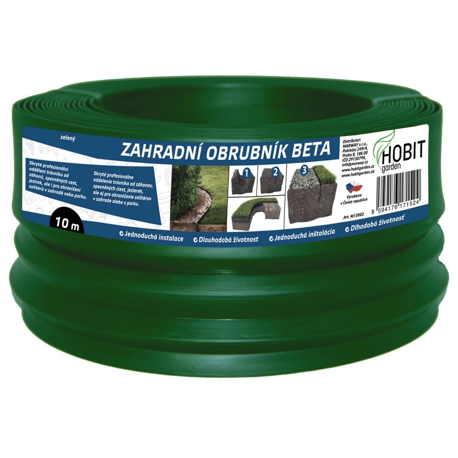HOBIT garden Zahradní obrubník BETA zelený 12 cm x 10 m