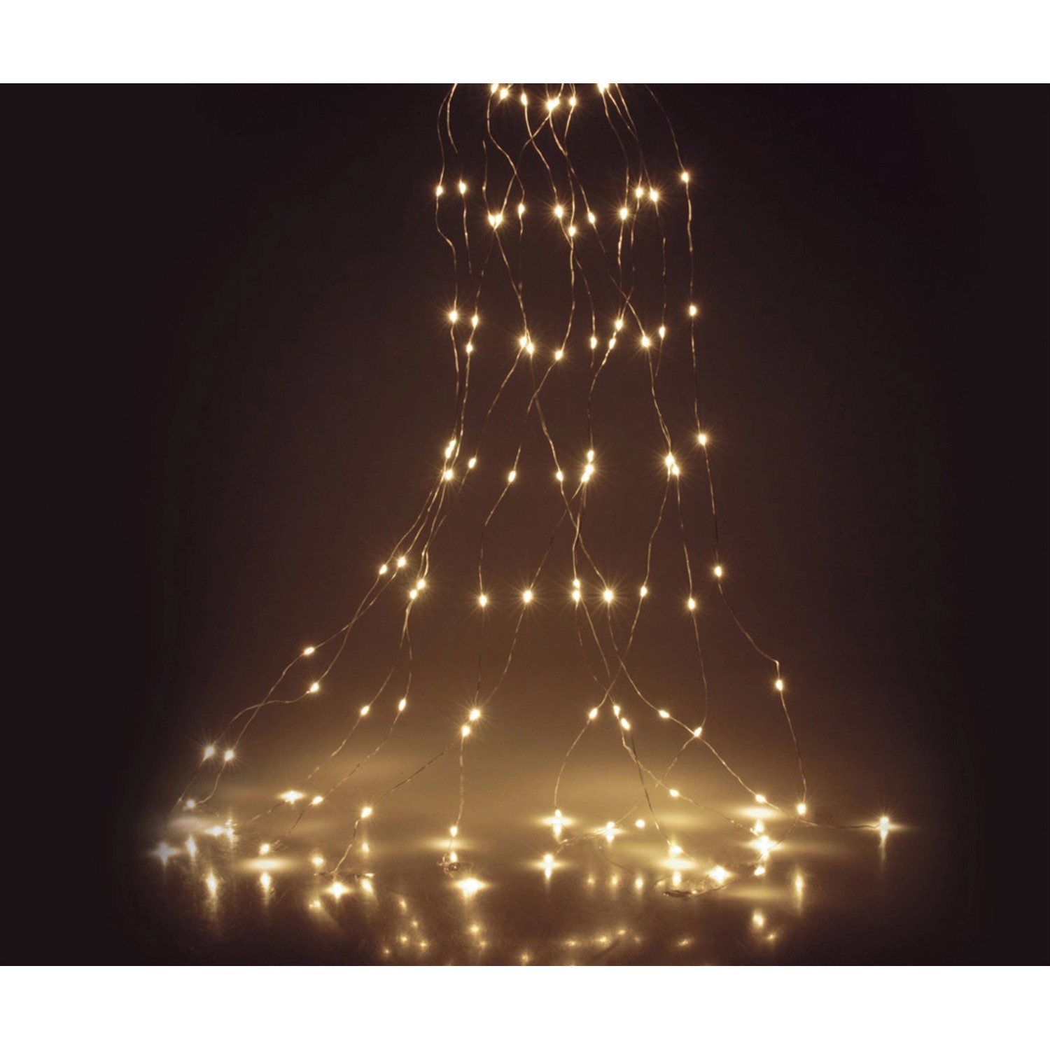 Světelný řetěz ze stříbrného drátu svazky 80 LED, teplá bílá