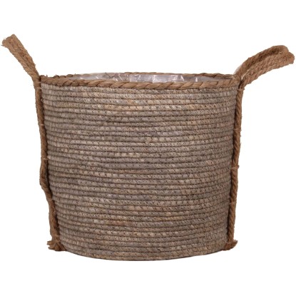 Koš s uchy z mořské trávy a konopného vlákna včetně PE sáčku 29 x 23 cm