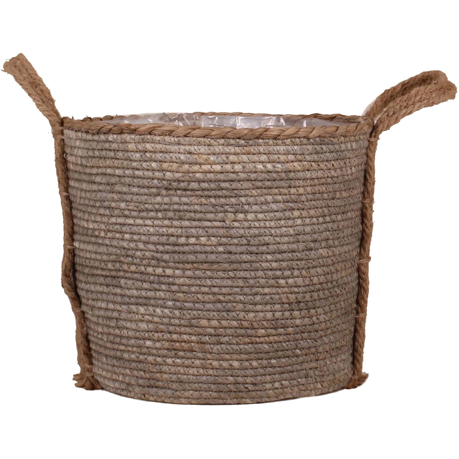 Koš s uchy z mořské trávy a konopného vlákna včetně PE sáčku 29 x 23 cm