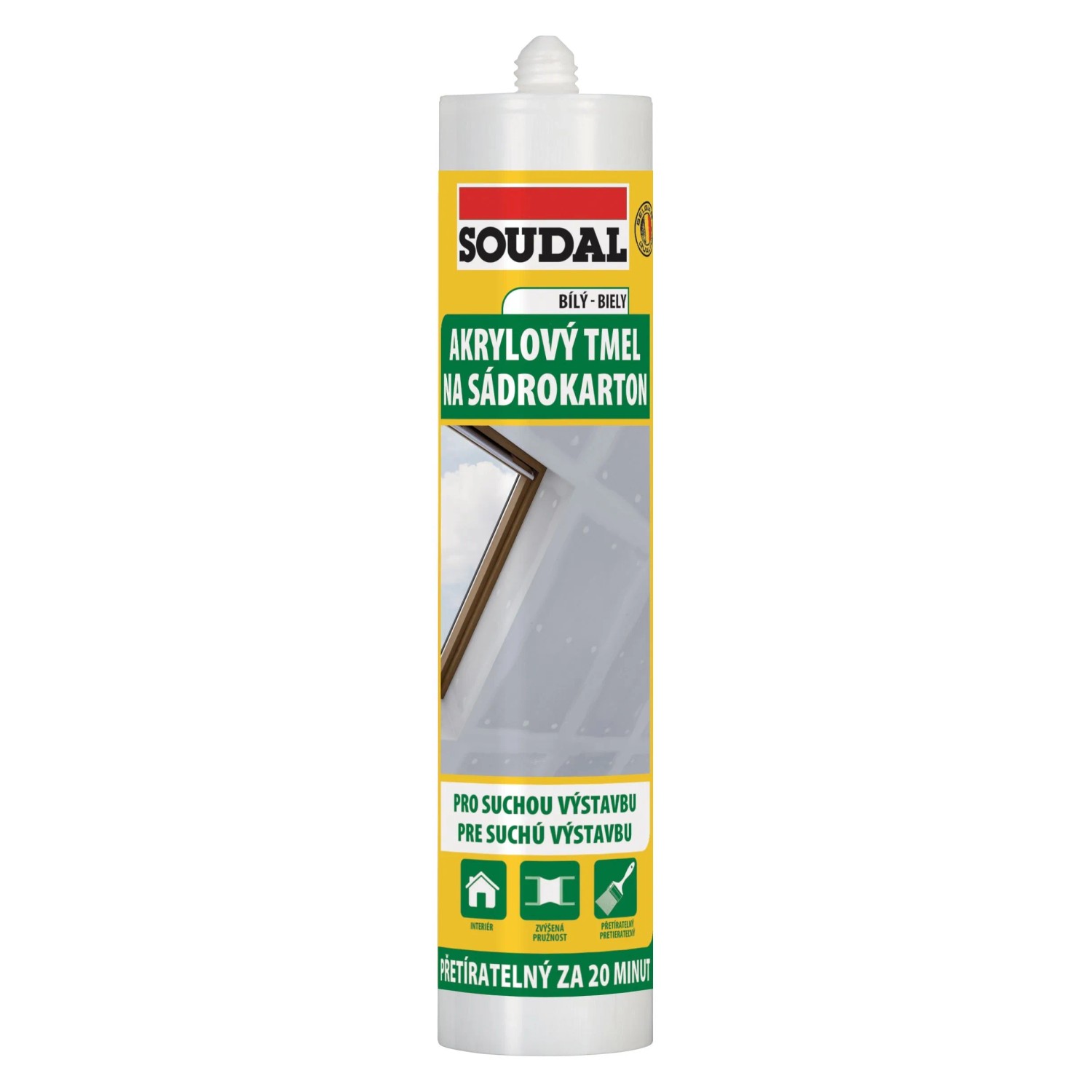 Tmel akrylový na sádrokarton Soudal bílý 280 ml